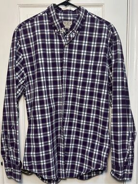 Men's J. Crew Purple Plaid Button-Down Shirt - Classic Casual Men’s Large